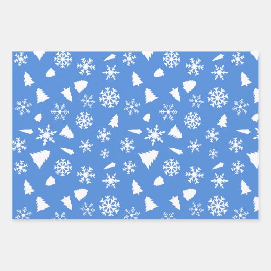 Weihnachtsbaum und Schneeflocken Geschenkpapier Set (Vorderseite 3)