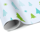 Weihnachtsbaum und Schneeflocken Moderne Weihnacht Geschenkpapier (Rolleneckpunkt)