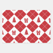 Weihnachtsbaum und Schneeflocken Rot - Strumpf Geschenkpapier Set (Vorderseite 3)