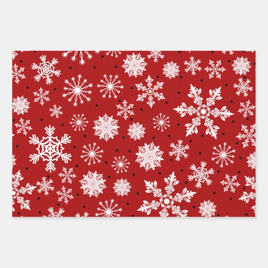 Weihnachtsbaum und Schneeflocken Rot - Strumpf Geschenkpapier Set (Vorderseite 2)