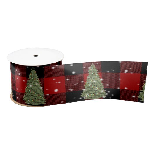 Weihnachtsbaum und Schneeflocken Satin Ribbon Satinband (Spule)