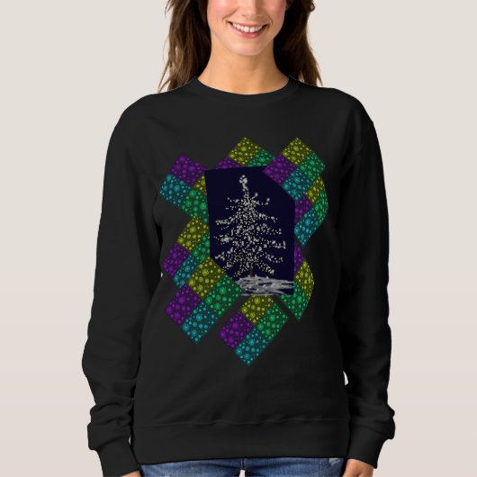 Weihnachtsbaum und Schneeflocken Sweatshirt (Vorderseite)