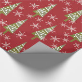 Weihnachtsbaum und Schneeflocken Urlaub Geschenkpapier (Ecke)