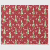 Weihnachtsbaum und Schneeflocken Urlaub Geschenkpapier (Flach)