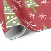 Weihnachtsbaum und Schneeflocken Urlaub Geschenkpapier (Rolleneckpunkt)