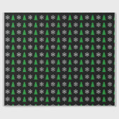 Weihnachtsbaum- und Schneeflockenmotive Geschenkpapier (Flach)