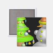 Weihnachtsbaum und Schneemann Magnet (Vorderseite/Rückseite)