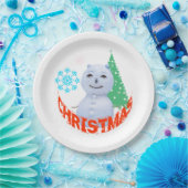 Weihnachtsbaum und Schneemann Pappteller (Party)