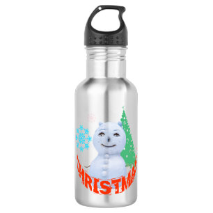 Weihnachtsbaum und Schneemann Trinkflasche