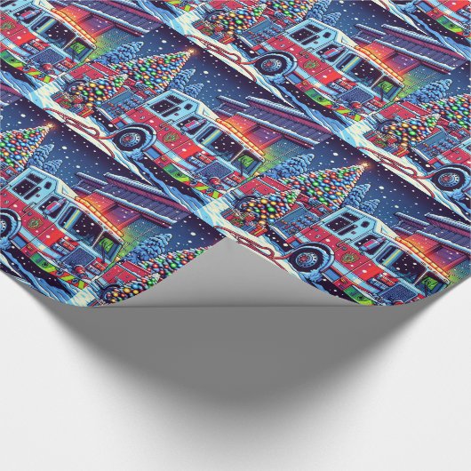 Weihnachtsbaum und Schneeschuhwandern Geschenkpapier (Ecke)