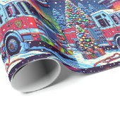 Weihnachtsbaum und Schneeschuhwandern Geschenkpapier (Rolleneckpunkt)