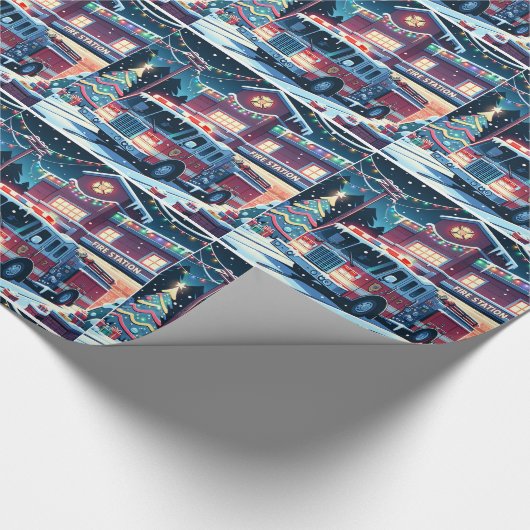 Weihnachtsbaum und Schneeschuhwandern Geschenkpapier (Ecke)