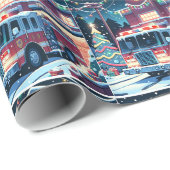 Weihnachtsbaum und Schneeschuhwandern Geschenkpapier (Rolleneckpunkt)