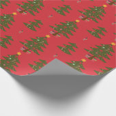 Weihnachtsbaum und Stern mit rotem Hintergrund Geschenkpapier (Ecke)