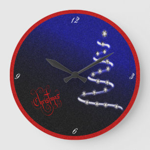 Weihnachtsbaum und Sterne - Große Wanduhr