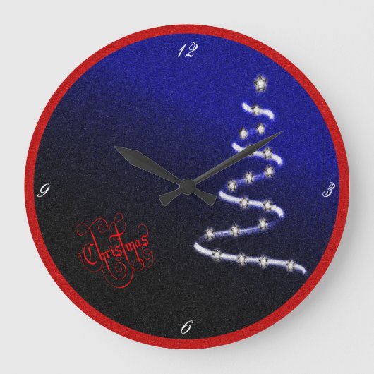 Weihnachtsbaum und Sterne - Große Wanduhr (Vorderseite)