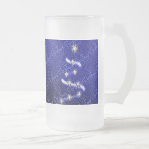 Weihnachtsbaum und Sterne - Mattglas Bierglas