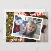 Weihnachtsbaum und Strumpf Foto Urlaub Feiertagskarte (Vorderseite)