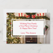 Weihnachtsbaum und Strumpf Foto Urlaub Feiertagskarte (Rückseite)