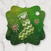Weihnachtsbaum und Strumpf Whimsey Geschenkanhänger (Rückseite)