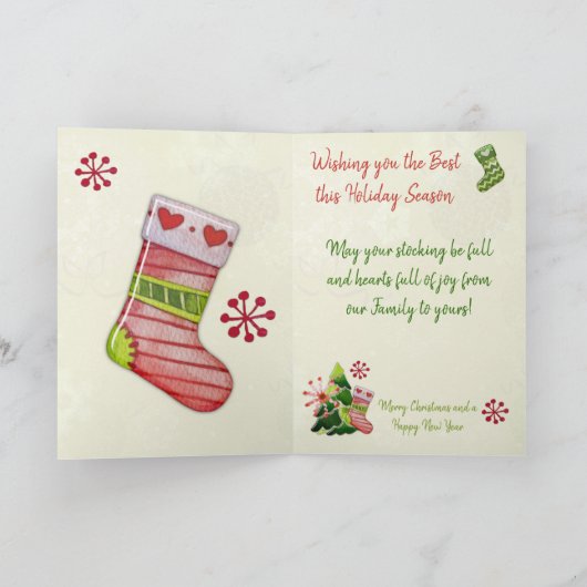 Weihnachtsbaum und Strumpf Whimsey Karte (Innenseite)