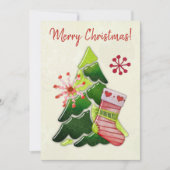 Weihnachtsbaum und Strumpf Whimsey Karte (Vorderseite)