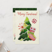 Weihnachtsbaum und Strumpf Whimsey Karte (Vorderseite/Rückseite Beispiel)