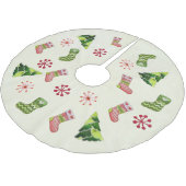 Weihnachtsbaum und Strumpf Whimsey Polyester Weihnachtsbaumdecke (Schrägansicht)