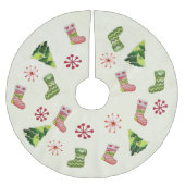 Weihnachtsbaum und Strumpf Whimsey Polyester Weihnachtsbaumdecke (Vorderseite)