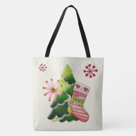 Weihnachtsbaum und Strumpf Whimsey Tasche