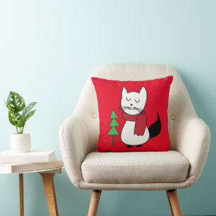 Weihnachtsbaum und süße Katze Kissen