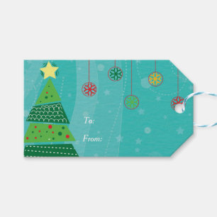 Weihnachtsbaum und Verzierungen Geschenkanhänger