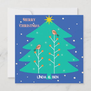Weihnachtsbaum und Vögel Feiertagskarte