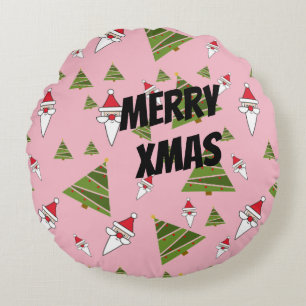 Weihnachtsbaum und Weihnachtsbaum anpassen Rundes Kissen