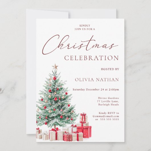 Weihnachtsbaum und Weihnachtsfeiertage Weihnachts- Einladung (Vorderseite)