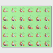 Weihnachtsbaum und Weihnachtsgrün Geschenkpapier (Flach)