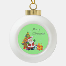 Weihnachtsbaum und Weihnachtsgrün Keramik Kugel-Ornament