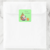 Weihnachtsbaum und Weihnachtsgrün Quadratischer Aufkleber (Tasche)