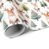 Weihnachtsbaum und Weihnachtsmann in Wasserfarben Geschenkpapier (Rolleneckpunkt)