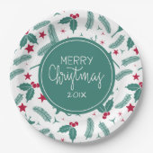 Weihnachtsbaum und Weihnachtswildmuster Pappteller (Vorderseite)