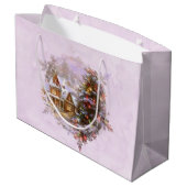 Weihnachtsbaum und Winterlandschaft Wasserfarbe Große Geschenktüte (Rückseite Schrägansicht)