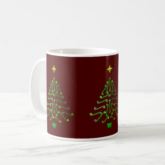 Weihnachtsbaum, ungewöhnlicher Pixelkunstentwurf Kaffeetasse (Vorderseite Links)