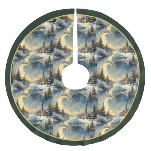 Weihnachtsbaum-Unterlage mit einem mystischen Dor Polyester Weihnachtsbaumdecke (Vorderseite)