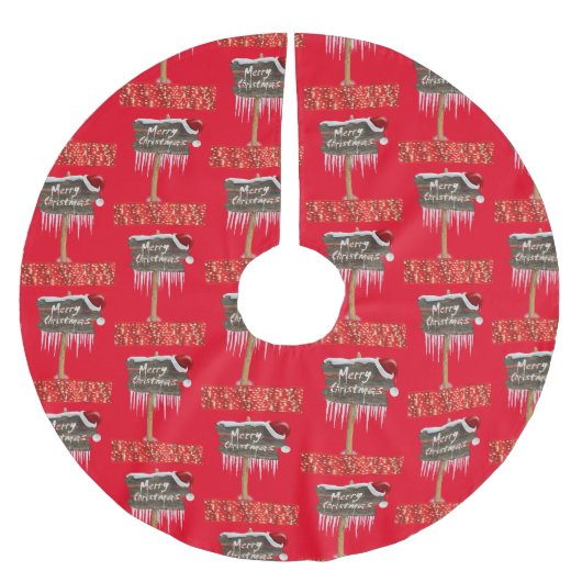 Weihnachtsbaum-Unterlage Rot Polyester Weihnachtsbaumdecke (Vorderseite)