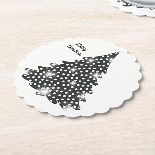 Weihnachtsbaum Untersetzer Schwarz & Weiß Punkte (angewinkelt)