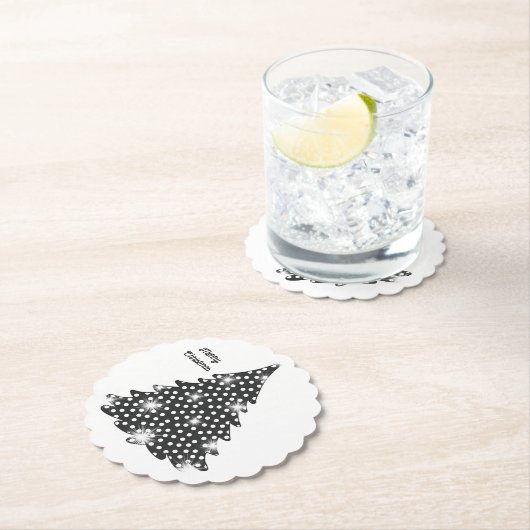 Weihnachtsbaum Untersetzer Schwarz & Weiß Punkte (Vor Ort)