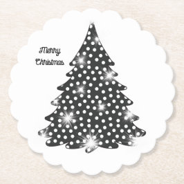 Weihnachtsbaum Untersetzer Schwarz & Weiß Punkte