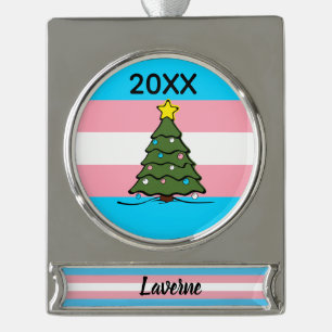 Weihnachtsbaum Verkehrsflagge Bannerornament Banner-Ornament Silber