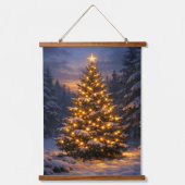 Weihnachtsbaum | Vertikaler Wald Wandteppich Mit Holzrahmen (Vorderseite)
