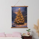 Weihnachtsbaum | Vertikaler Wald Wandteppich Mit Holzrahmen (Schlafzimmer)